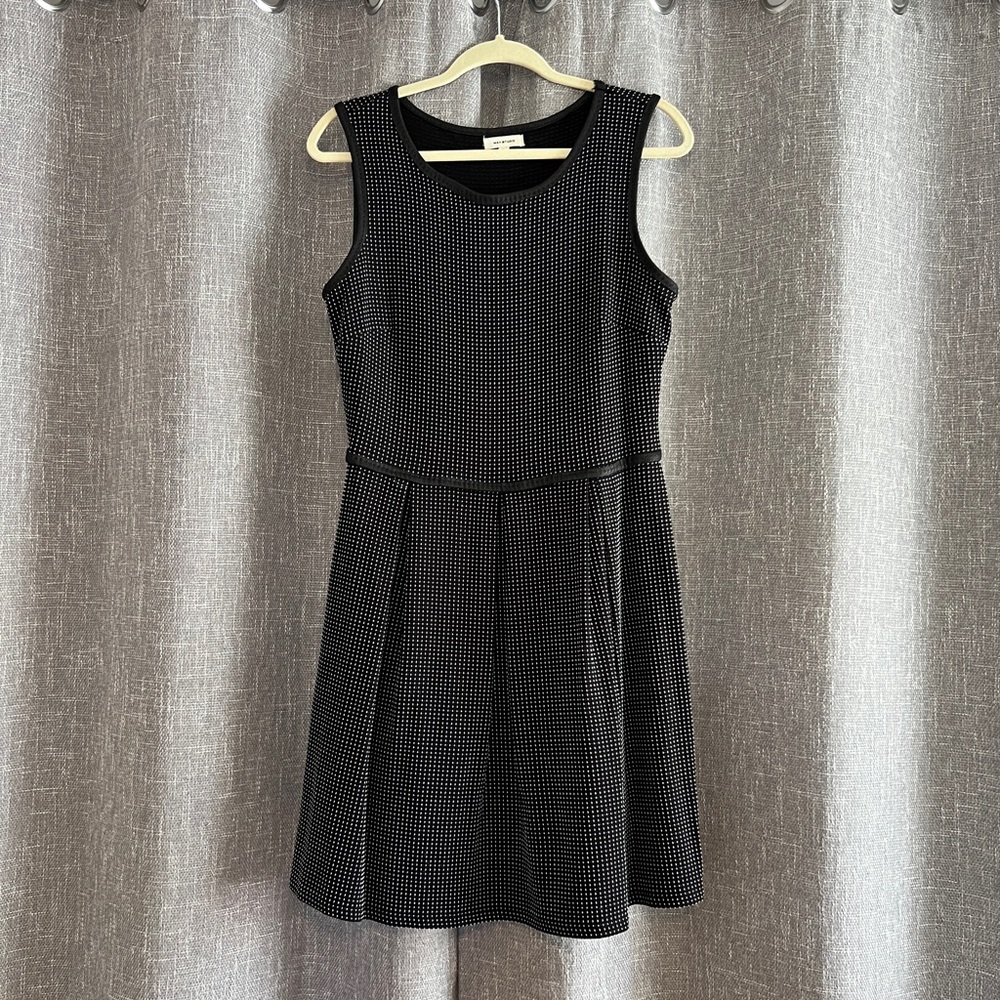 Max Studio Black Micro-Pattern Sleeveless Fit-and-Flare Mini Dress